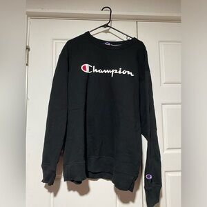 Champion Size XL Men's Powerblend Fleece Pullover Sweatshirt - Black